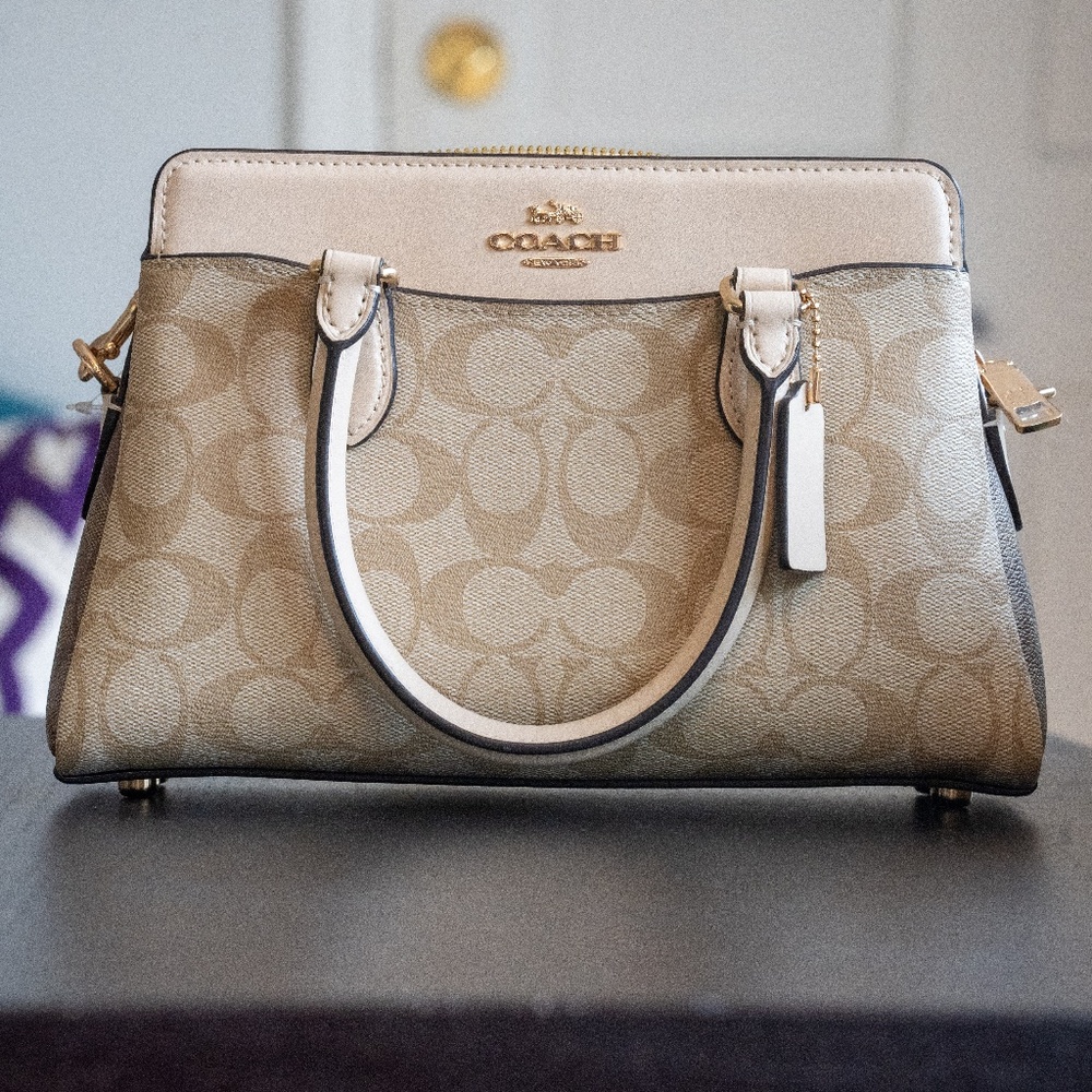 Coach Mini Darcie carryall in blocked signature canvas